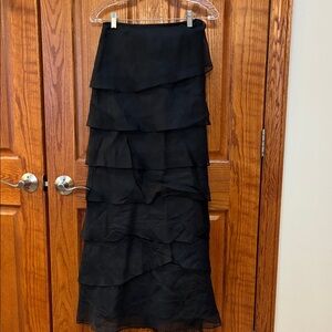 Lillie Rubin Black Tiered Silk Maxi Skirt